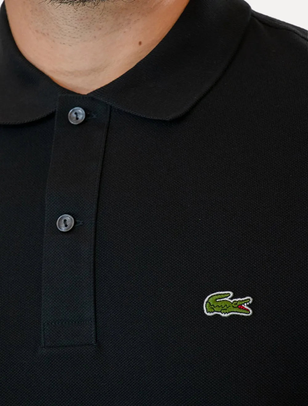 Polo Lacoste Masculina Slim Fit Petit Piquet Preta