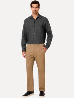 Camisa Dudalina Masculina Slim Fit Superfine Cotton Light Lisa Cinza Médio