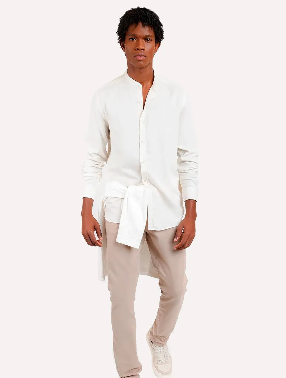 Camisa Aramis Masculina Regular Gola Padre New Linen Off-White Mescla