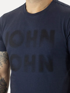 Camiseta John John Masculina Logo Blur Azul Marinho