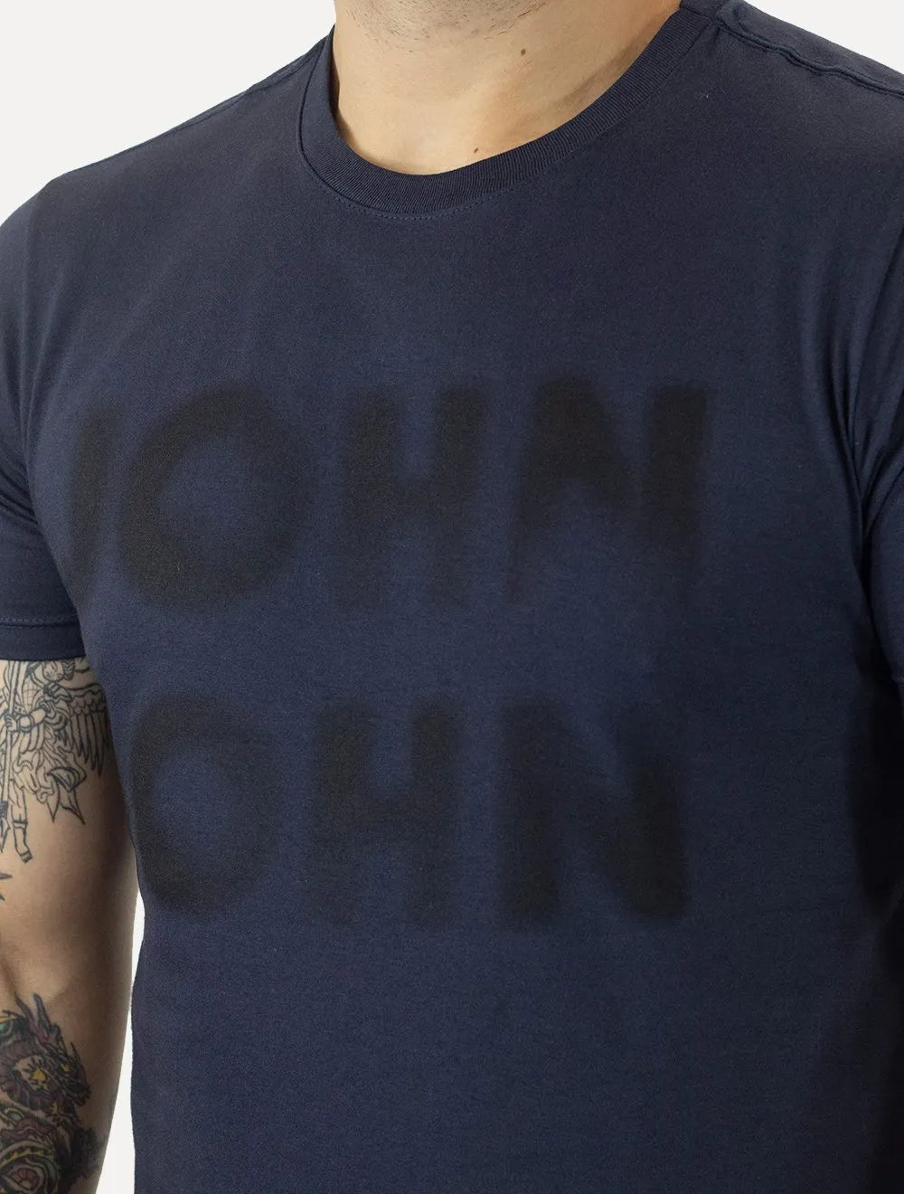 Camiseta John John Masculina Logo Blur Azul Marinho