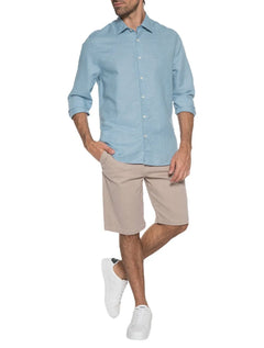 Camisa VR Masculina Casual Cotton Stretch Azul