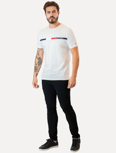 Camiseta Tommy Hilfiger Masculina Chest Bar Graphic Branca