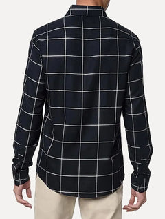 Camisa Calvin Klein Jeans Masculina Slim Dark Plaid Flannel Xadrez Preta