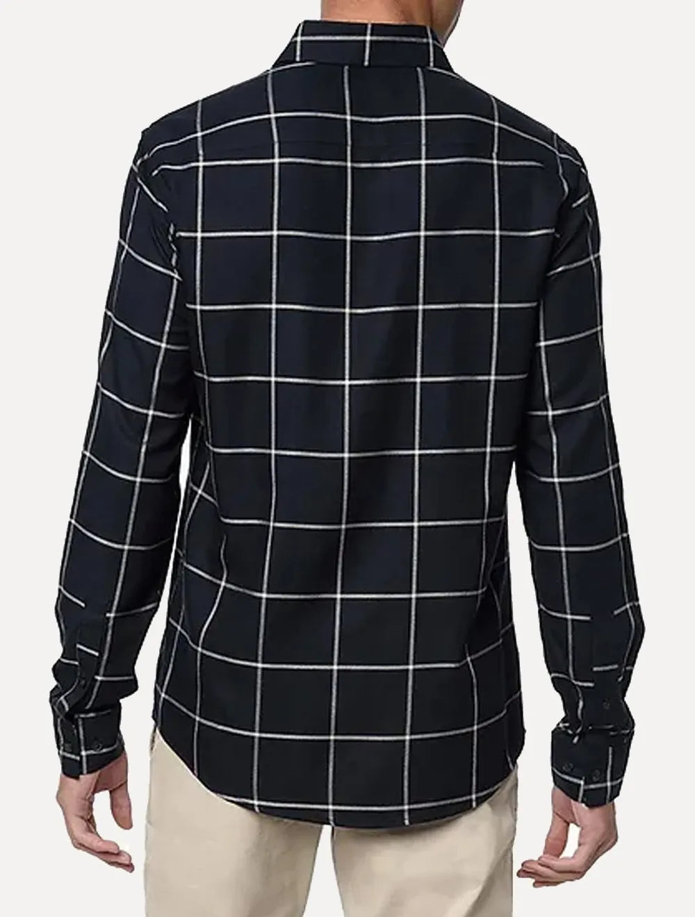 Camisa Calvin Klein Jeans Masculina Slim Dark Plaid Flannel Xadrez Preta