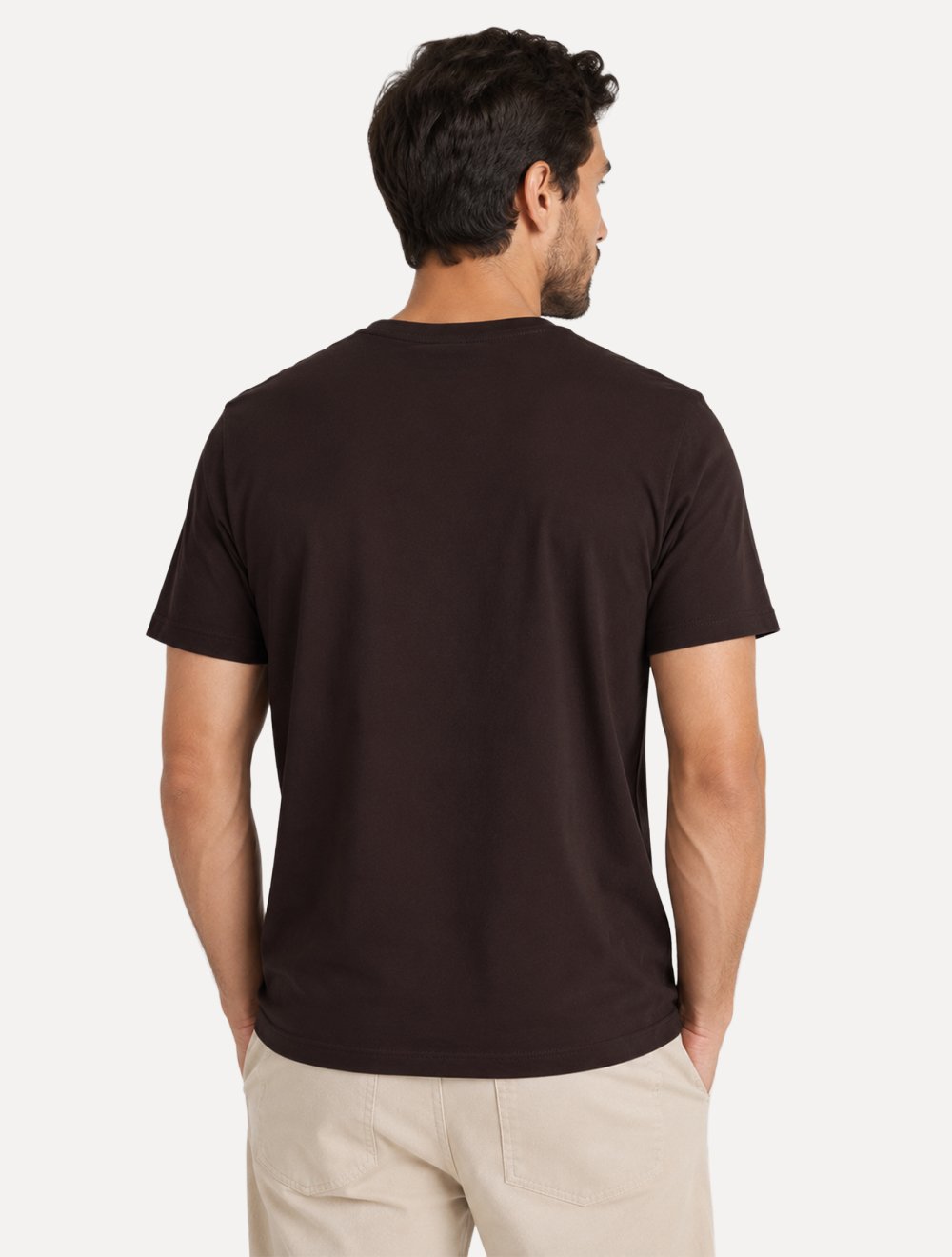 Camiseta Calvin Klein Jeans Masculina Cotton CK Logo Quadrado Marrom Escuro