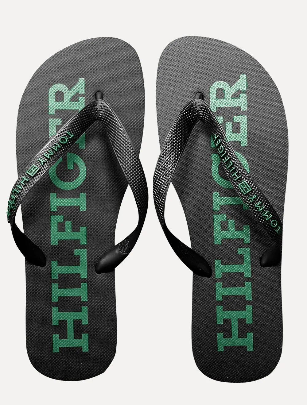 Chinelo Tommy Hilfiger Silk Logo Beach Rubber Preto/Verde