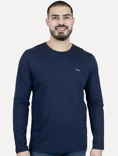 Camiseta Colcci Masculina Manga Longa Logo Azul Escuro