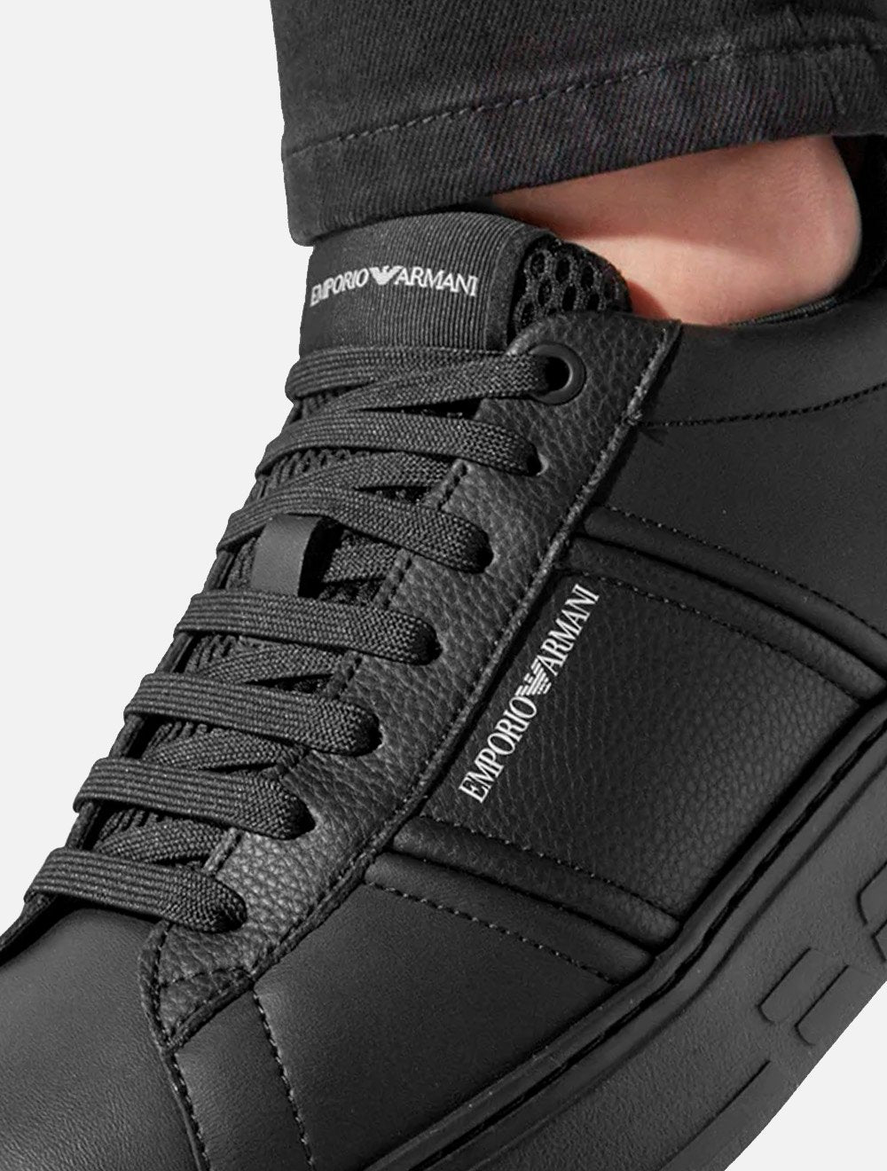 Tênis Emporio Armani Masculino Sneaker Casual Leather Premium Preto