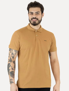 Polo Colcci Masculina Piquet Brown Logo Marrom Claro