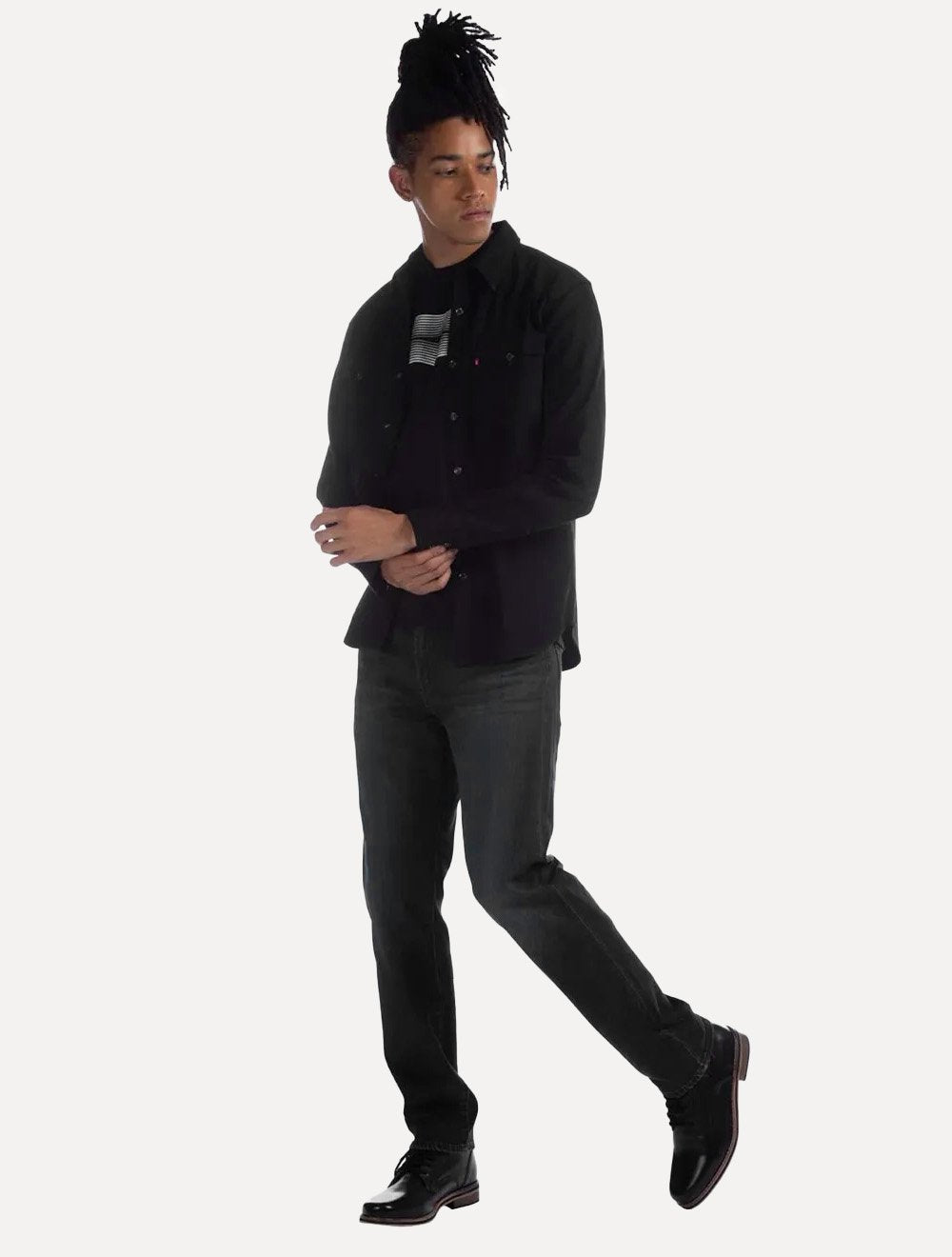 Camisa Jeans Levis Masculina Barstow Western Preta