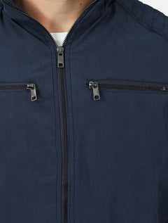Jaqueta Dixen Masculina Sarja Forrada Zíper Frontal Pesponto nas Mangas Azul Marinho
