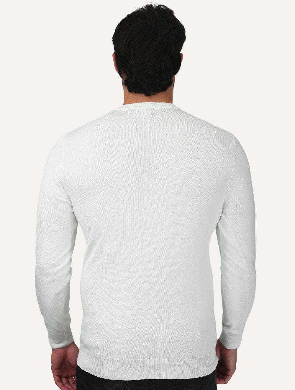 Suéter Dixen Masculino Tricot Manga Longa Frente Texturizada Branca 