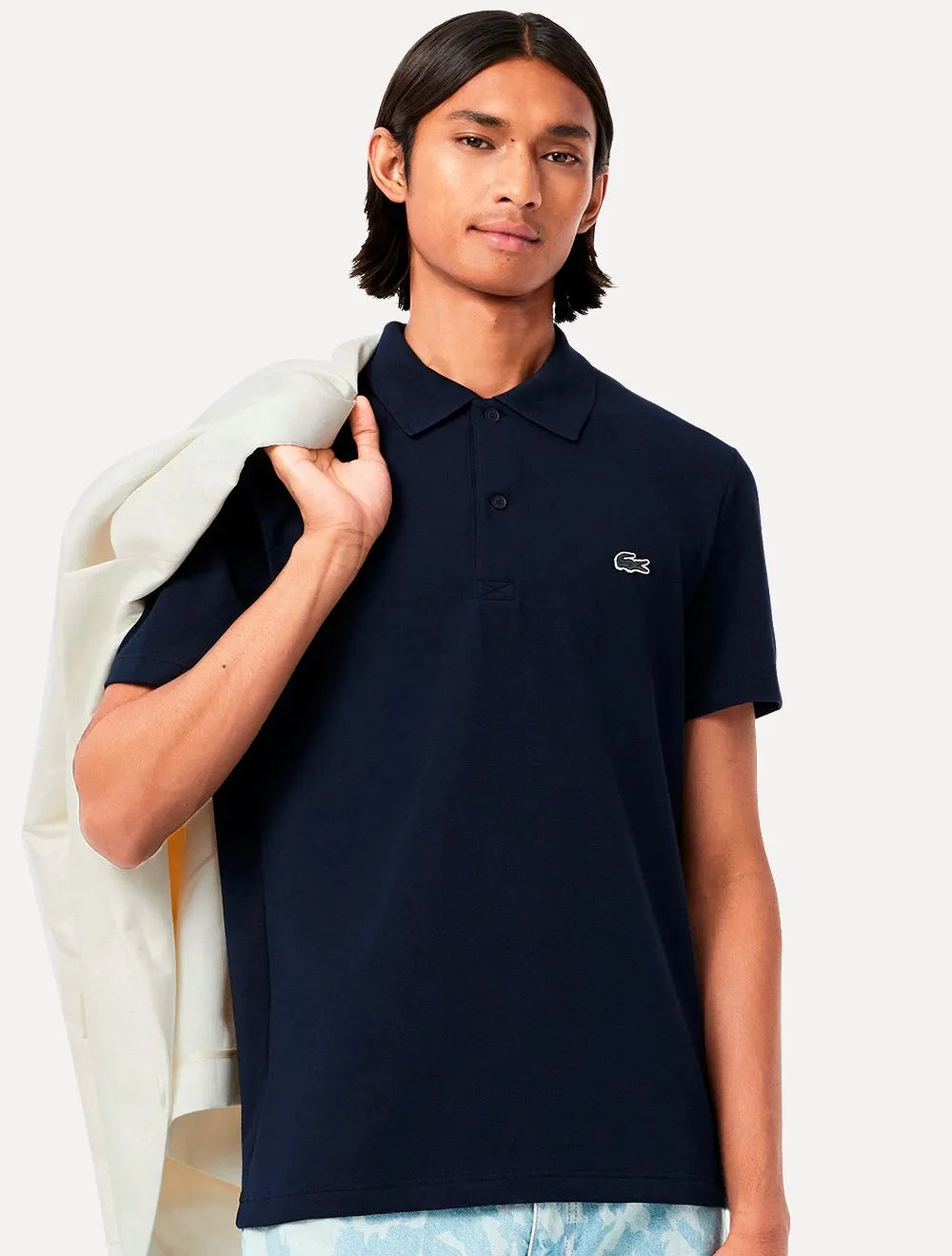 Polo Lacoste Masculina Regular Fit Pufe Azul Marinho