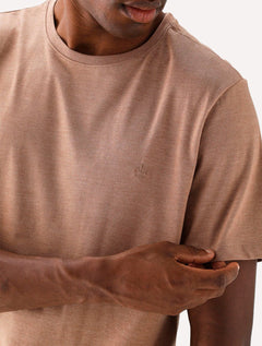 Camiseta Dudalina Masculina Melange Color Marrom Claro Mescla