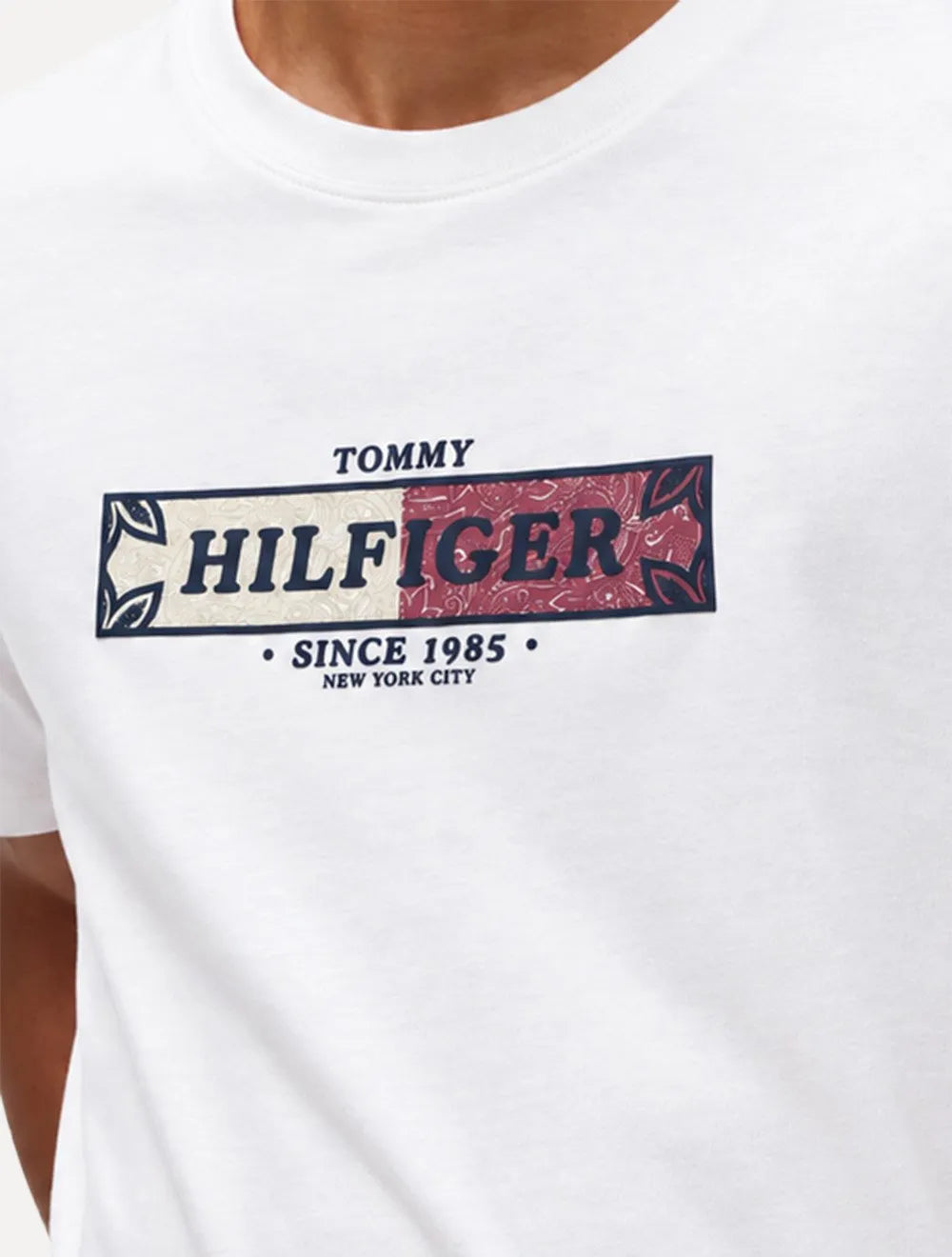 Camiseta Tommy Hilfiger Masculina Flag Small Graphic NYC Branca