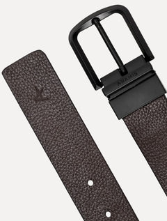 Cinto Aramis Masculino Couro Dupla Floater Marrom Café/Preto