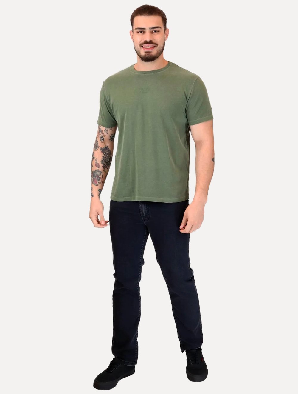 Camiseta Guess Masculina Rubber Est.1981 Stoned Verde Militar