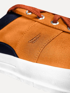 Tênis Nautica Masculino Logo Fanton Lona Caqui Escuro/Azul Marinho