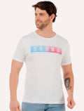 Camiseta King & Joe Masculina Slim Color Sound Off-White