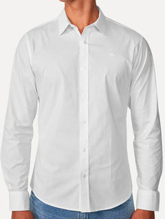 Camisa Colcci Masculina Slim Fit Básica Logo Branco