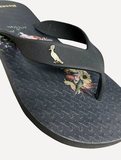 Chinelo Reserva Masculino Pica-Pau Flores Preto