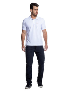 Polo Guess Masculina Piquet Tag Logo Branca