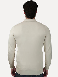 Camiseta Dixen Masculina Tricot Manga Longa Jacquard Seamless Cáqui