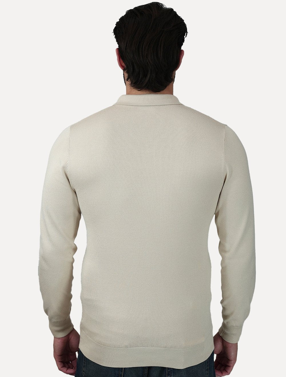Camiseta Dixen Masculina Tricot Manga Longa Jacquard Seamless Cáqui