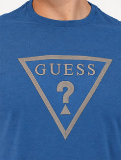 Camiseta Guess Masculina Classic Logo Embossed Azul Médio