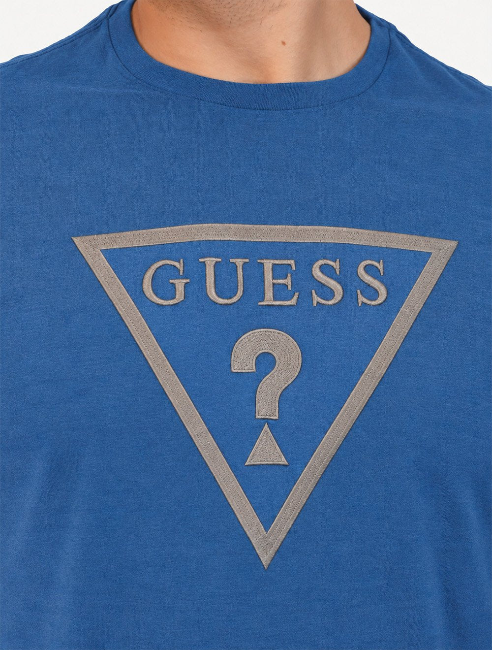 Camiseta Guess Masculina Classic Logo Embossed Azul Médio