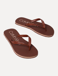 Chinelo Calvin Klein Swimwear Silk Basic Logo Marrom