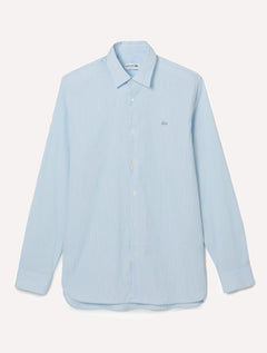 Camisa Lacoste Masculina Slim Fit Popeline Stretch Striped Azul Claro