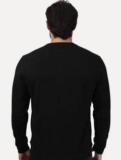 Suéter Calvin Klein Jeans Masculino Crewneck Logo Leather Center Preta