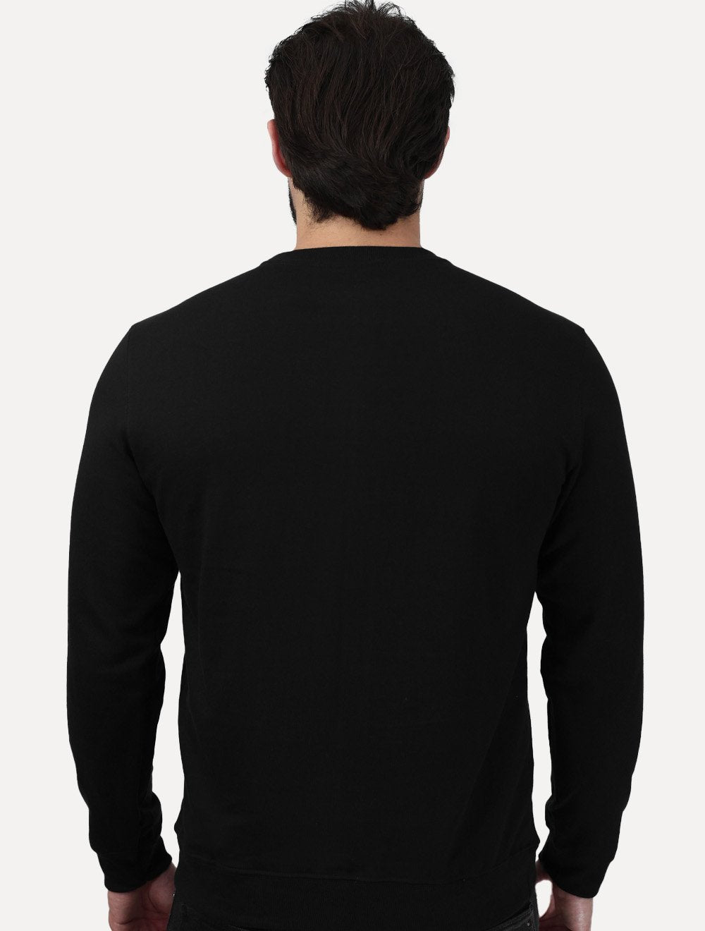 Suéter Calvin Klein Jeans Masculino Crewneck Logo Leather Center Preta