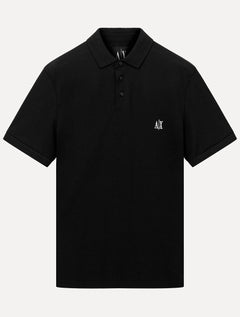 Polo Armani Exchange Masculina Regular Fit Logo Icon AX Preta