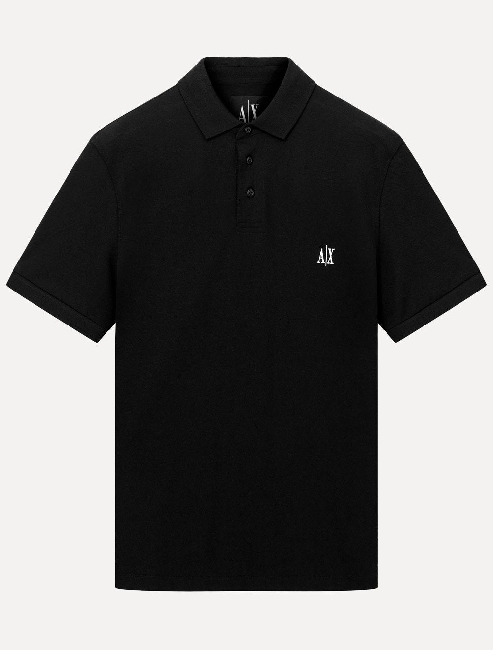 Polo Armani Exchange Masculina Regular Fit Logo Icon AX Preta