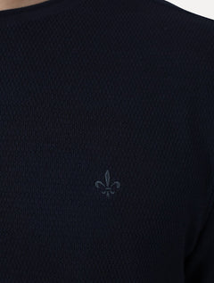 Camiseta Dudalina Masculino Manga Longa Malha Tricot Azul Marinho