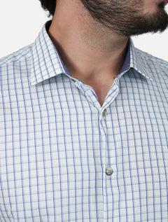 Camisa Dudalina Masculina Slim Fit Superfine Cotton Listrada Azul Claro