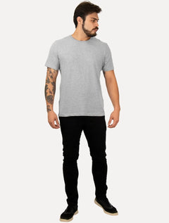Camiseta Individual Masculina Slim Logo Cinza Mescla