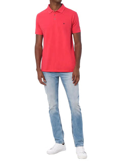 Polo Calvin Klein Masculina Omega Logo Rosa Cerise