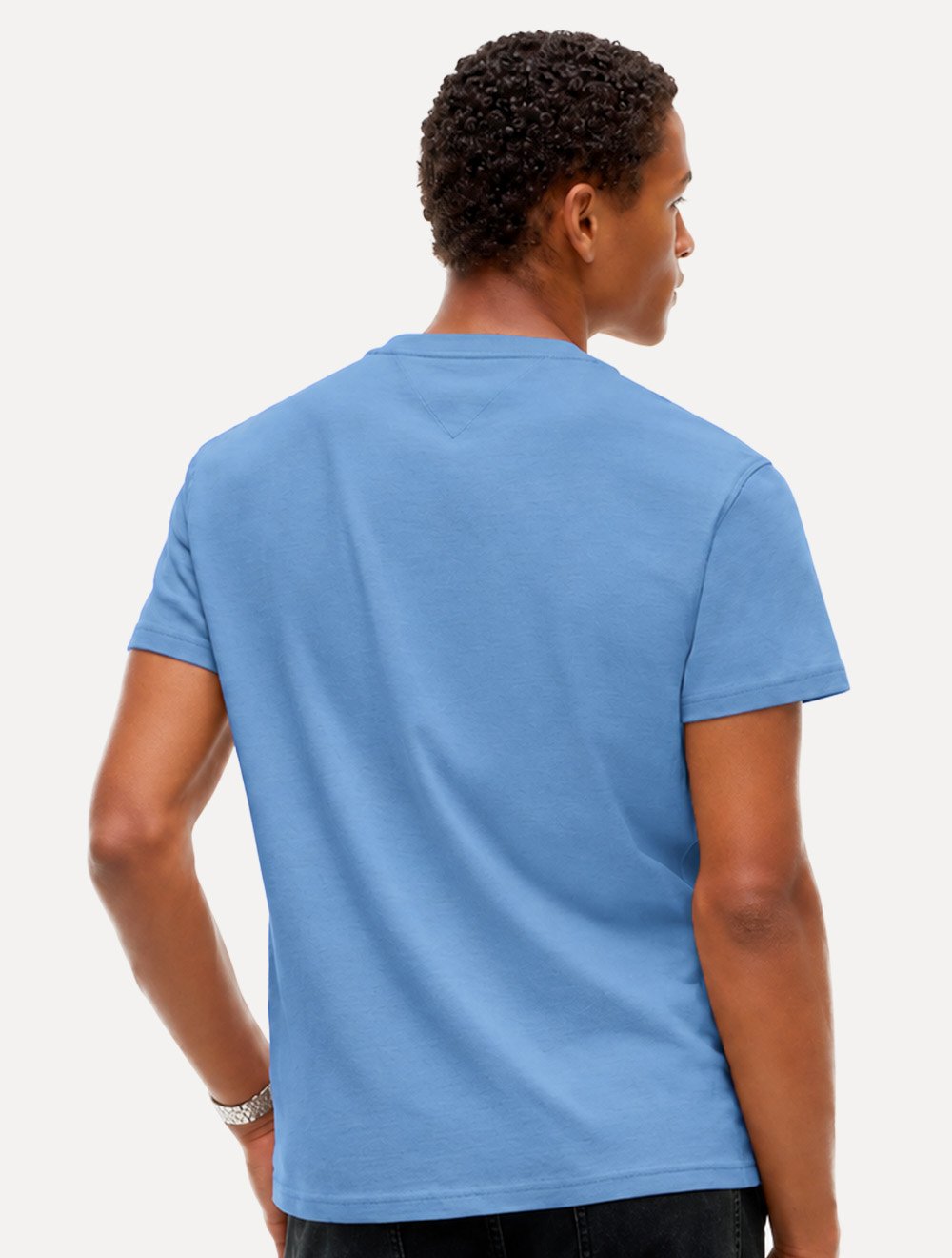 Camiseta Tommy Jeans Masculina Regular C-Neck Flag Azul Claro
