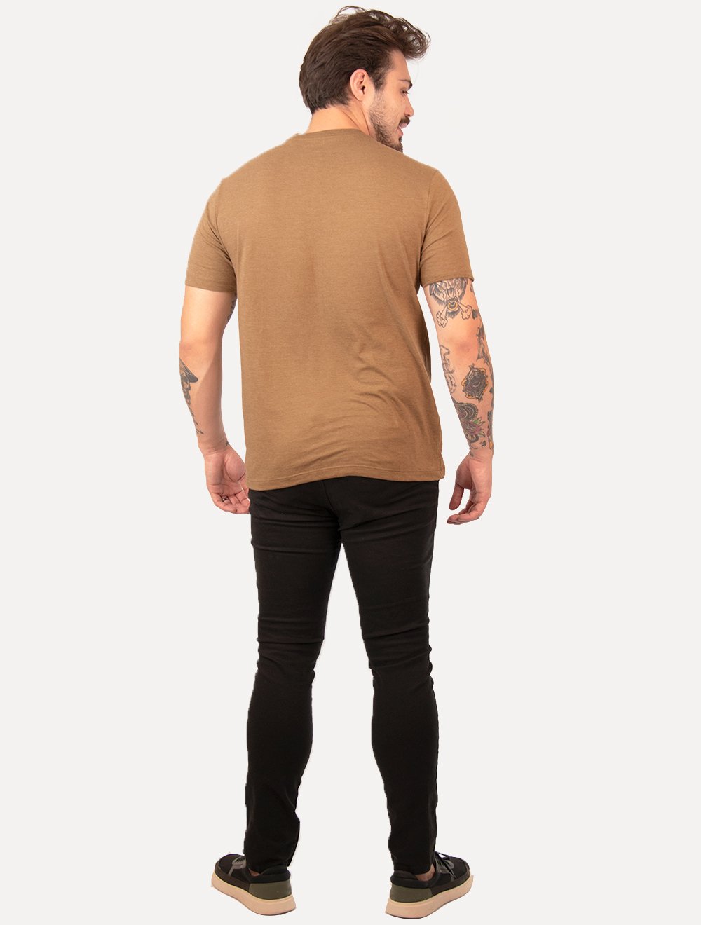 Camiseta Aramis Masculina Basic Lisa Mono Icon Cáqui Mescla