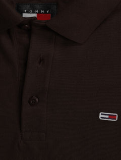 Polo Tommy Hilfiger Masculina Piquet Regular Placket Marrom Escuro