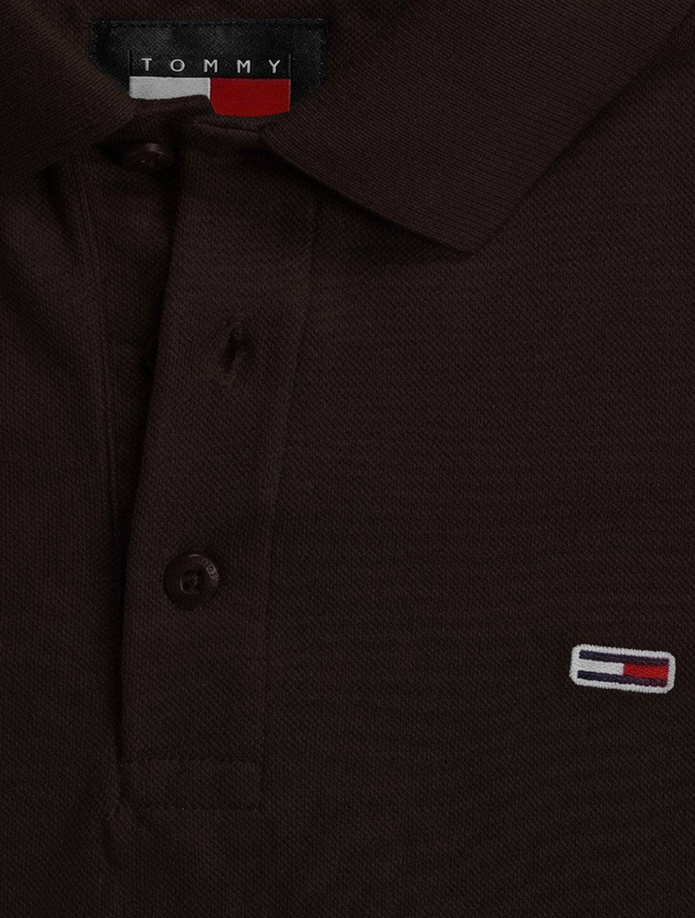 Polo Tommy Hilfiger Masculina Piquet Regular Placket Marrom Escuro