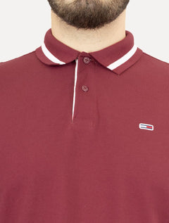 Polo Tommy Jeans Masculina Piquet Neck Branded Bordô