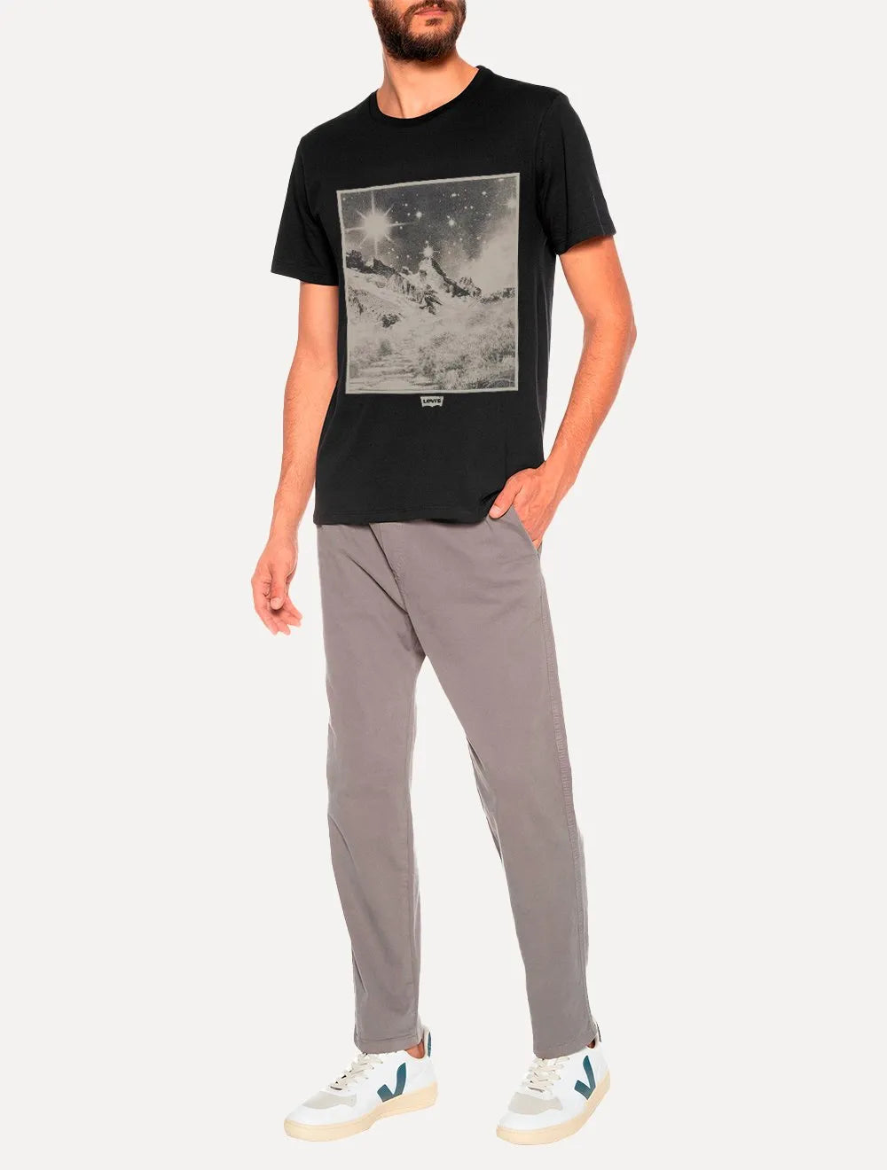 Camiseta Levis Masculina Standard Landscape Graphic Preta