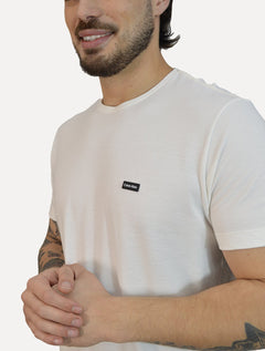 Camiseta Calvin Klein Masculina Piquet Orgânico Off Withe
