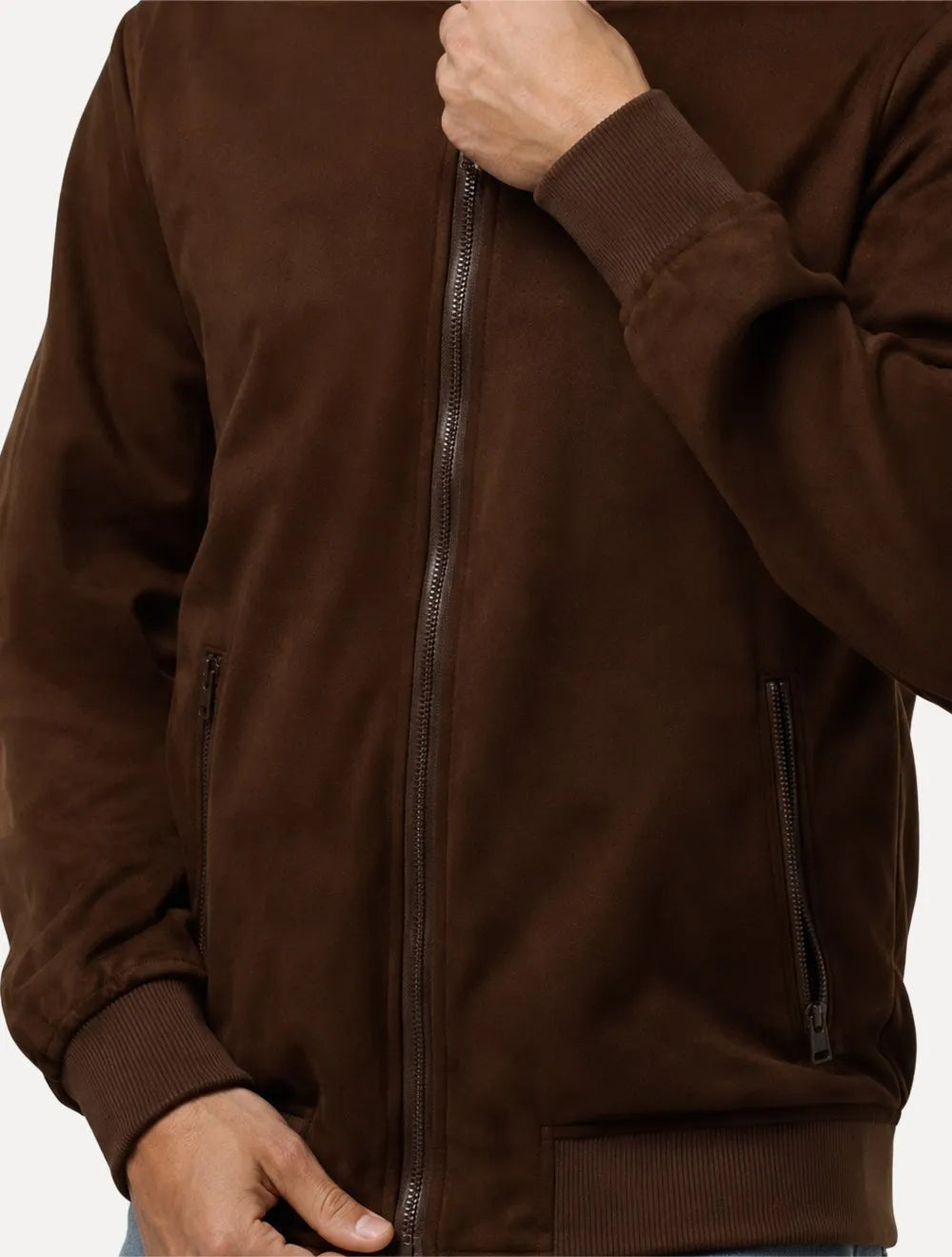 Jaqueta King & Joe Masculina Suede Bomber Marrom
