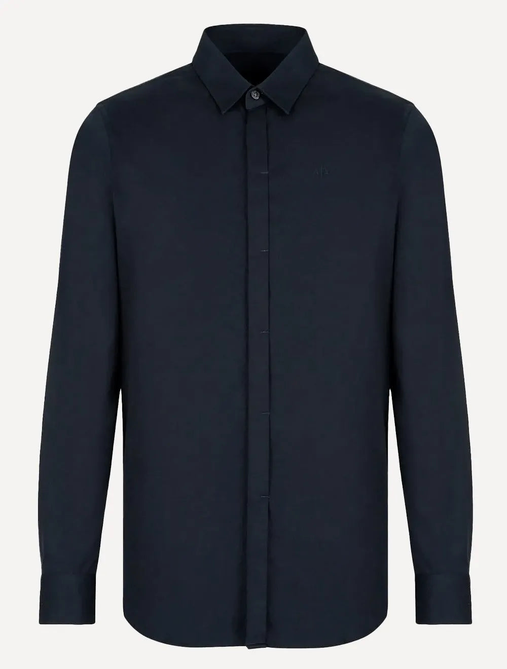 Camisa Armani Exchange Masculina Slim Fit Hidden Button Mono Logo Azul Marinho